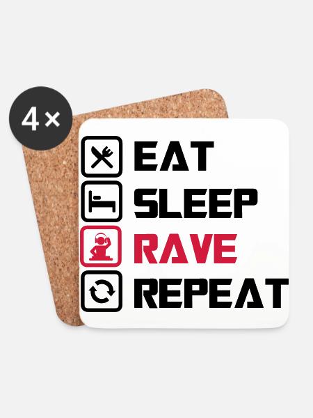 sleep Rave repeat - Coasters (set of 4) - white