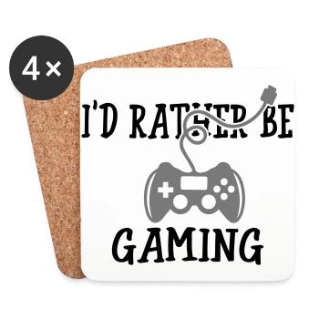 I'd Rather Be Gaming - Untersetzer (4er-Set) - Weiß - Vorne