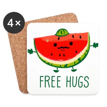 Free Hugs - Untersetzer (4er-Set) - Weiß - Vorne