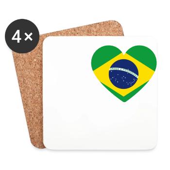 I love Brasil / heart with coat of arms / flag - Coasters (set of 4) - white - Front