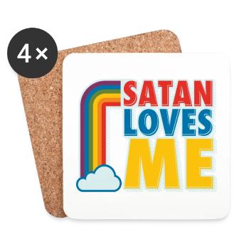 Satan Love Religion Atheist Atheism Gift - Coasters (set of 4) - white - Front