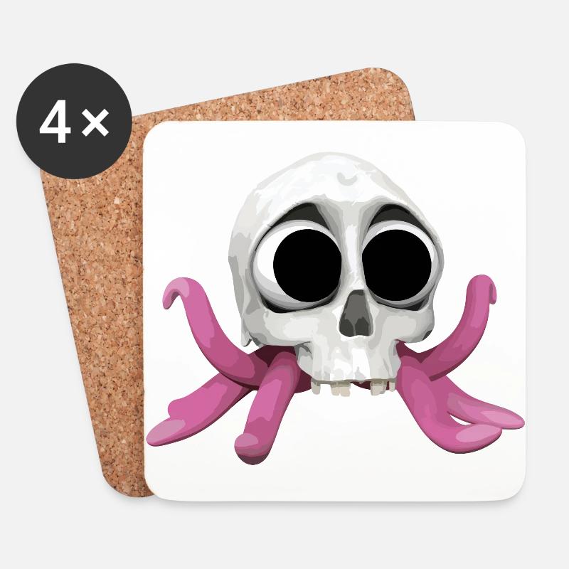 SkullyMops - Untersetzer (4er-Set) - Weiß