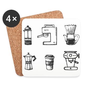 Kaffee - Untersetzer (4er-Set) - Weiß - Vorne