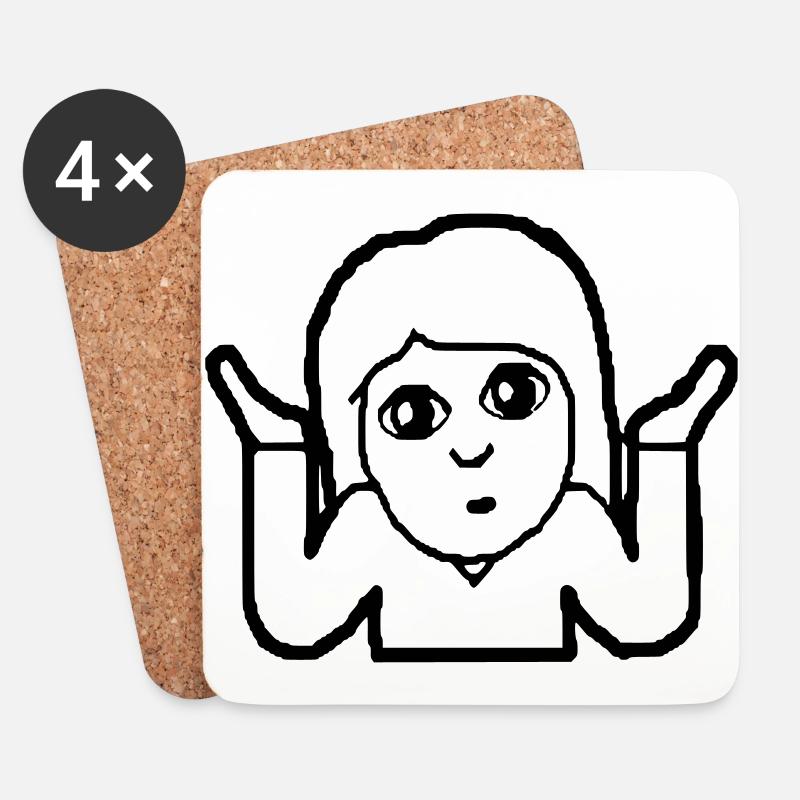 Emoji Frau Geschenk, Geschenkidee - Untersetzer (4er-Set) - Weiß