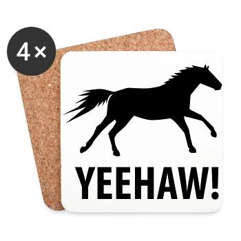 Yeehaw Wild Horse Horse - Coasters (set of 4) - white - Front