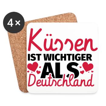Küssen ist wichtiger als Deutschland - Untersetzer (4er-Set) - Weiß - Vorne