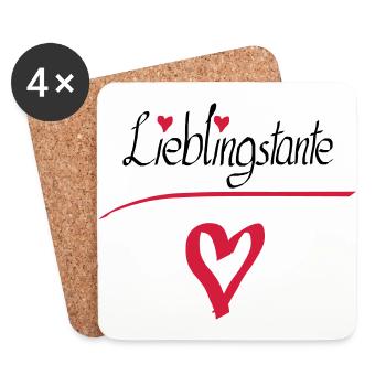Lieblingstante Herz - Untersetzer (4er-Set) - Weiß - Vorne