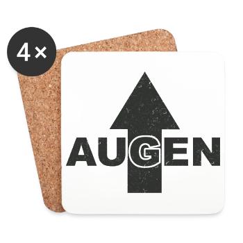 Achtung Augen hier Oben - Untersetzer (4er-Set) - Weiß - Vorne