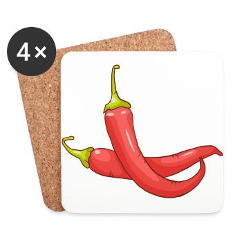 Red chilli pepper hot pepper vegetables - Coasters (set of 4) - white - Front