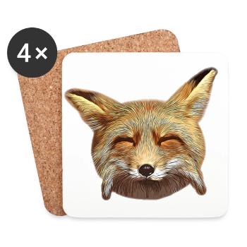 gxp fuchs fox wochenende froh glücklich vector art - Untersetzer (4er-Set) - Weiß - Vorne