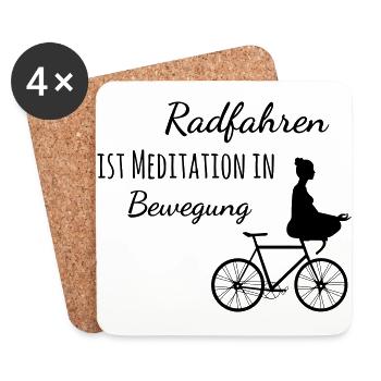 Radfahren ist Meditation in Bewegung - Untersetzer (4er-Set) - Weiß - Vorne
