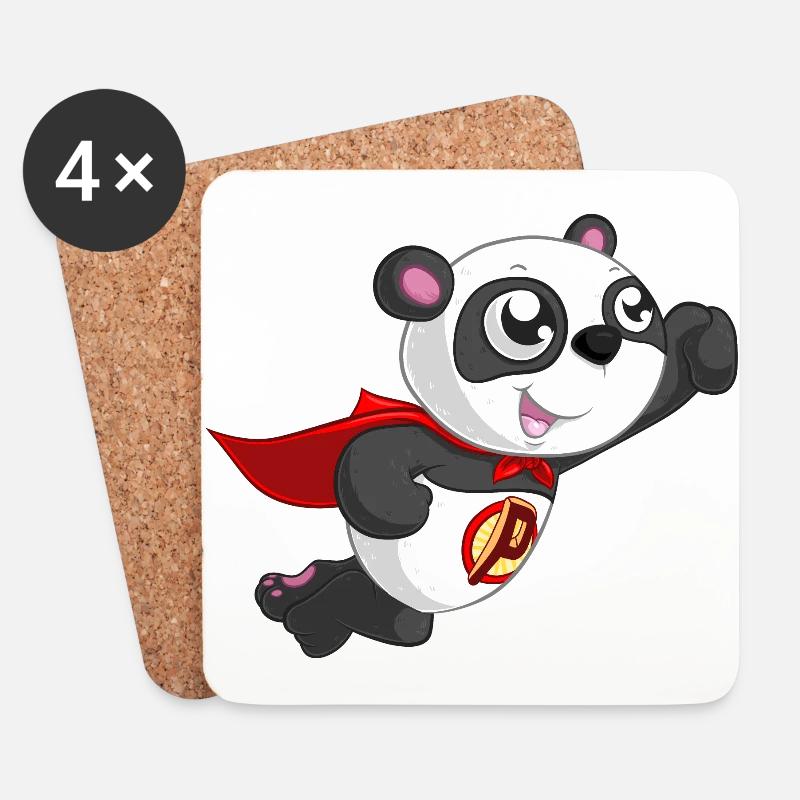 Superhelden Panda - Untersetzer (4er-Set) - Weiß