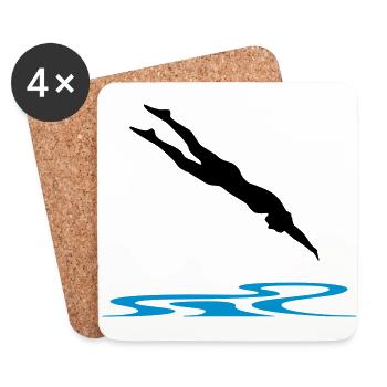 Swimming, Swimmer - Coasters (set of 4) - white - Front