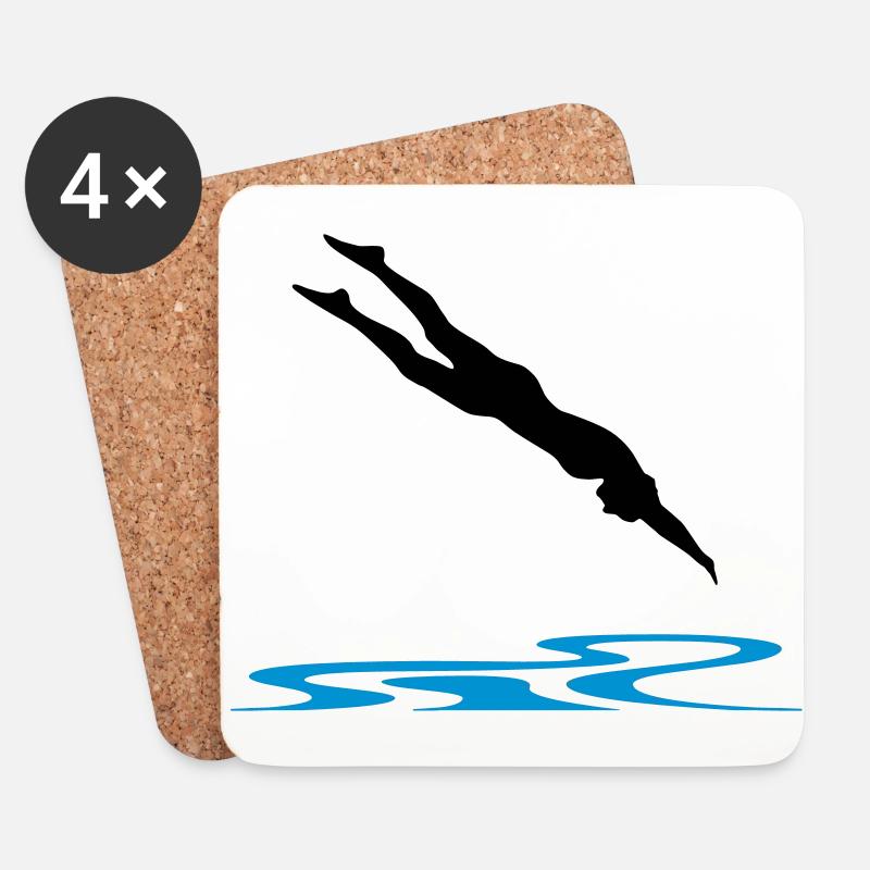 Schwimmerin, Schwimmen - Untersetzer (4er-Set) - Weiß