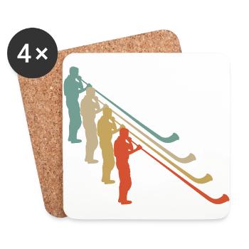 Retro Vintage Style Alphorn Alpenhorn Musik - Untersetzer (4er-Set) - Weiß - Vorne