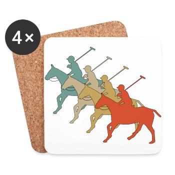 Retro Vintage Style Polo Sport Polopferd Horses - Coasters (set of 4) - white - Front