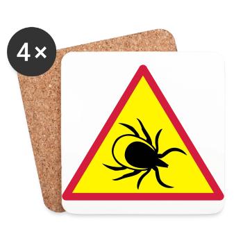 Attention ticks - Coasters (set of 4) - white - Front