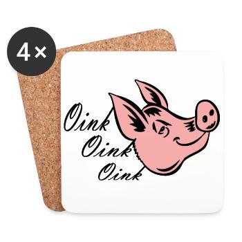Petit cochon - Dessous de verre (lot de 4) - blanc - Devant