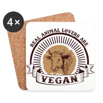 Idée de cadeau de végétarien végétarien - Dessous de verre (lot de 4) - blanc - Devant