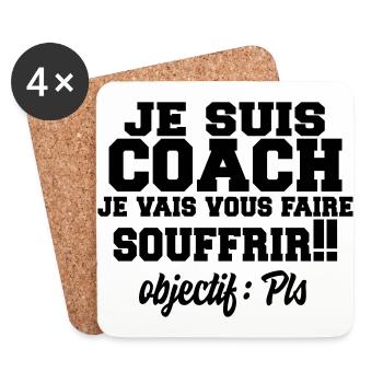 coach,coaching,sport,humour,citations,formes - Dessous de verre (lot de 4) - blanc - Devant
