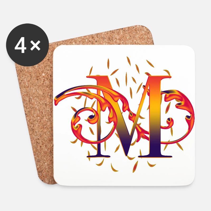 Buchstabe M - Untersetzer (4er-Set) - Weiß