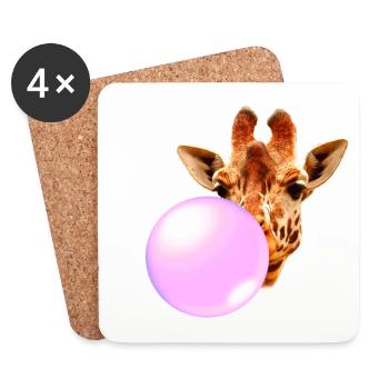 Girafe Avec chewing-gum - Dessous de verre (lot de 4) - blanc - Devant