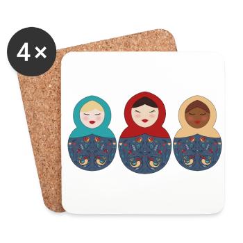 Russisch Matroshka Matrjoschka Matrioschka - Untersetzer (4er-Set) - Weiß - Vorne