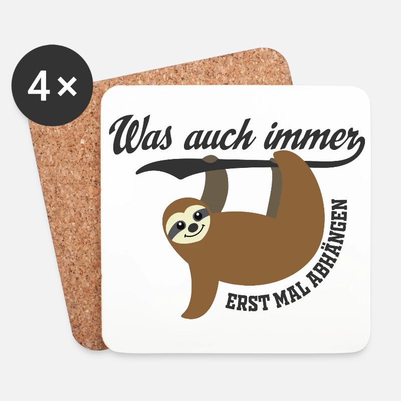 Faultier - Untersetzer (4er-Set) - Weiß