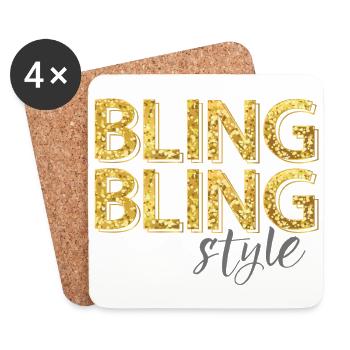 style de fête bling bling - Dessous de verre (lot de 4) - blanc - Devant