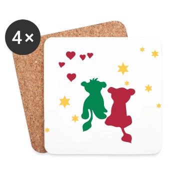 Löwen Liebe, Lion Love, Amor León - Untersetzer (4er-Set) - Weiß - Vorne