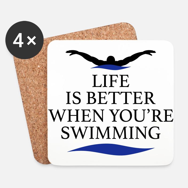 Schwimmen - Untersetzer (4er-Set) - Weiß