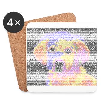 Texte portrait chien visage cadeau coloré cool - Dessous de verre (lot de 4) - blanc - Devant