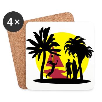 plage, beach, été - Dessous de verre (lot de 4) - blanc - Devant