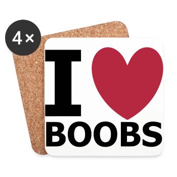 I Love Boobs - Untersetzer (4er-Set) - Weiß - Vorne