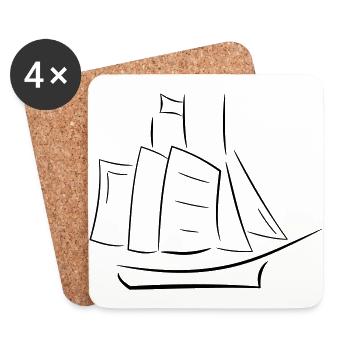 Schiff - Untersetzer (4er-Set) - Weiß - Vorne