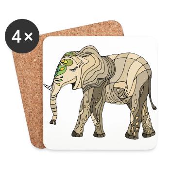 Elefant zum Glück - Untersetzer (4er-Set) - Weiß - Vorne