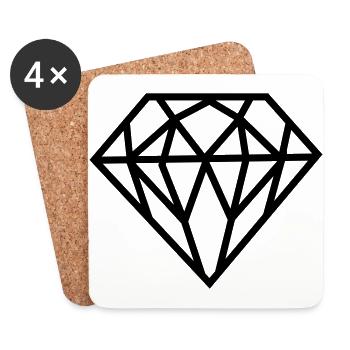 Diamant - Dessous de verre (lot de 4) - blanc - Devant