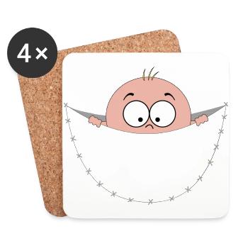 regard ventre poche sac bébé grossesse - Dessous de verre (lot de 4) - blanc - Devant