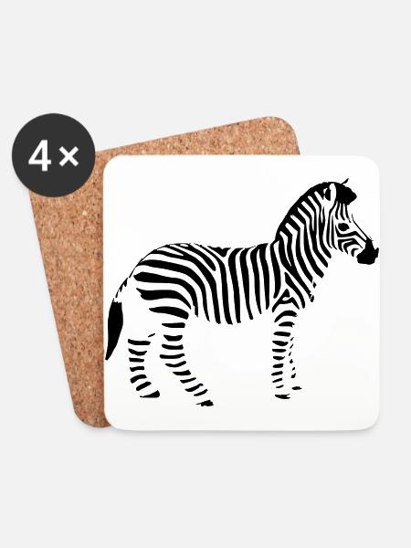 Zebra - Untersetzer (4er-Set) - Weiß