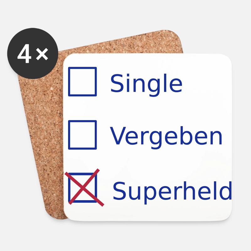 Single Vergeben Superheld - Untersetzer (4er-Set) - Weiß