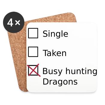 Single Taken busy hunting dragons - Dessous de verre (lot de 4) - blanc - Devant