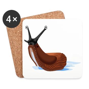 Nacktschnecke - Untersetzer (4er-Set) - Weiß - Vorne