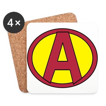Super, Superheld, Superheldin, Hero, A - Untersetzer (4er-Set) - Weiß - Vorne