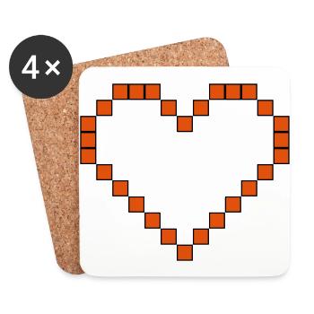 8 BIT Heart 01 - Untersetzer (4er-Set) - Weiß - Vorne