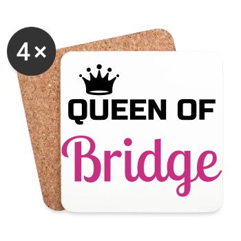 Bridge / Kartenspiel / Brettspiel / Whist - Untersetzer (4er-Set) - Weiß - Vorne
