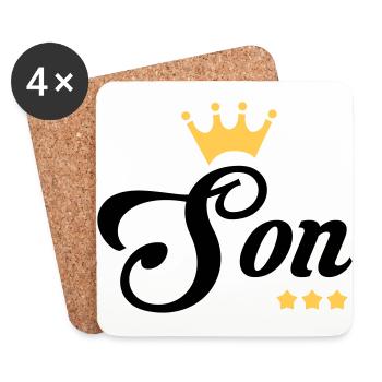 Sohn / Tochter / Familie / Mädchen - Untersetzer (4er-Set) - Weiß - Vorne