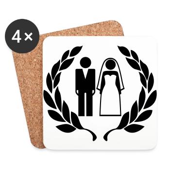 Hochzeitspaar - Wedding Couple - Untersetzer (4er-Set) - Weiß - Vorne