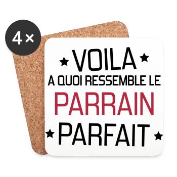 Patin / Pate / Patentochter / Patensohn - Untersetzer (4er-Set) - Weiß - Vorne