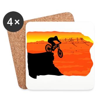 Downhill Mountainbike MTB Mountain Bike mountains - Untersetzer (4er-Set) - Weiß - Vorne