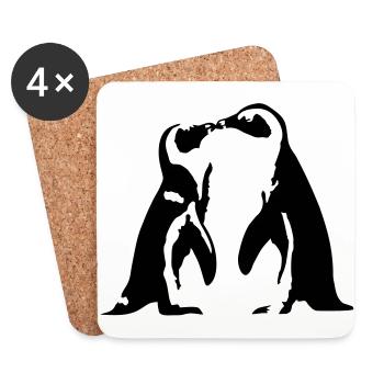 Verliebte Pinguine - Untersetzer (4er-Set) - Weiß - Vorne